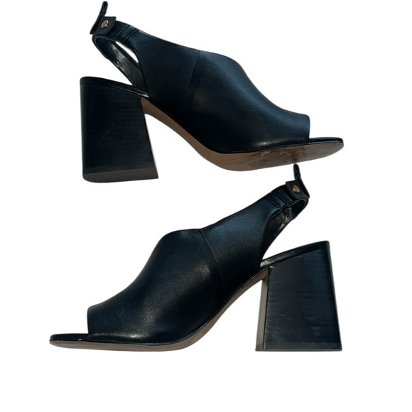 Vince Camuto Shoes - Vince Camuto Black Leather Block Heel Slingback Size 8.5